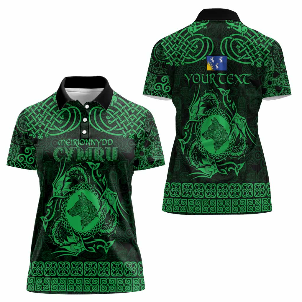 Personalized Merionethshire Meirionnydd Women Polo Shirt Green Wolf Celtic-inspired - Wonder Print Shop