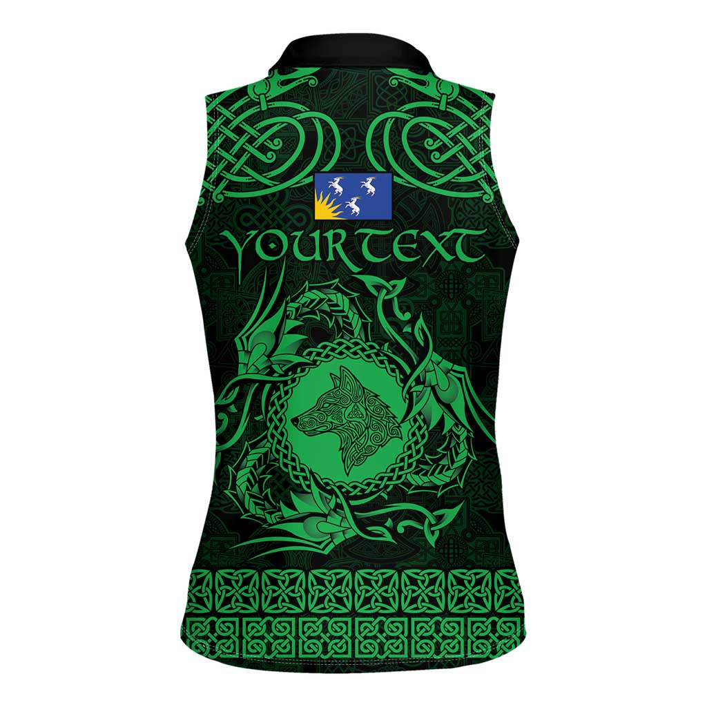 Personalized Merionethshire Meirionnydd Women Sleeveless Polo Shirt Green Wolf Celtic-inspired - Wonder Print Shop