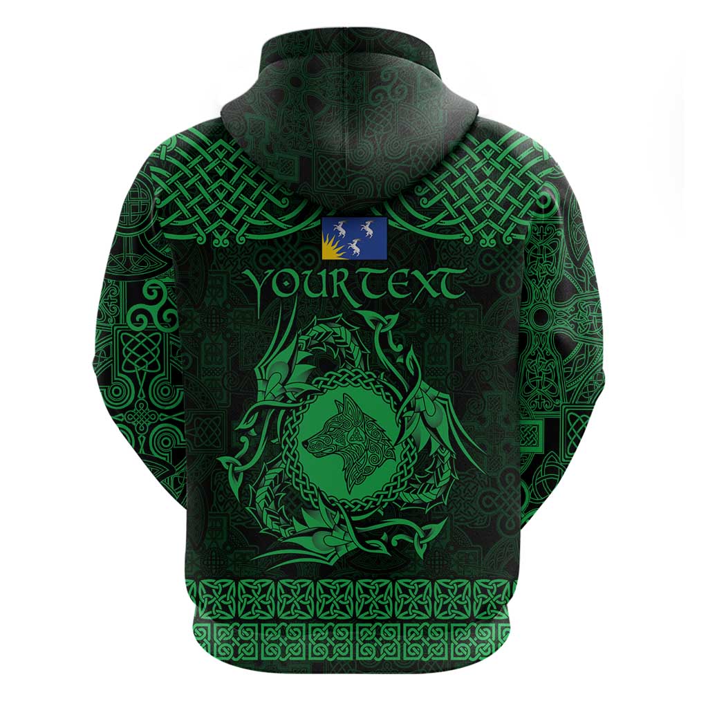 Personalized Merionethshire Meirionnydd Zip Hoodie Green Wolf Celtic-inspired - Wonder Print Shop