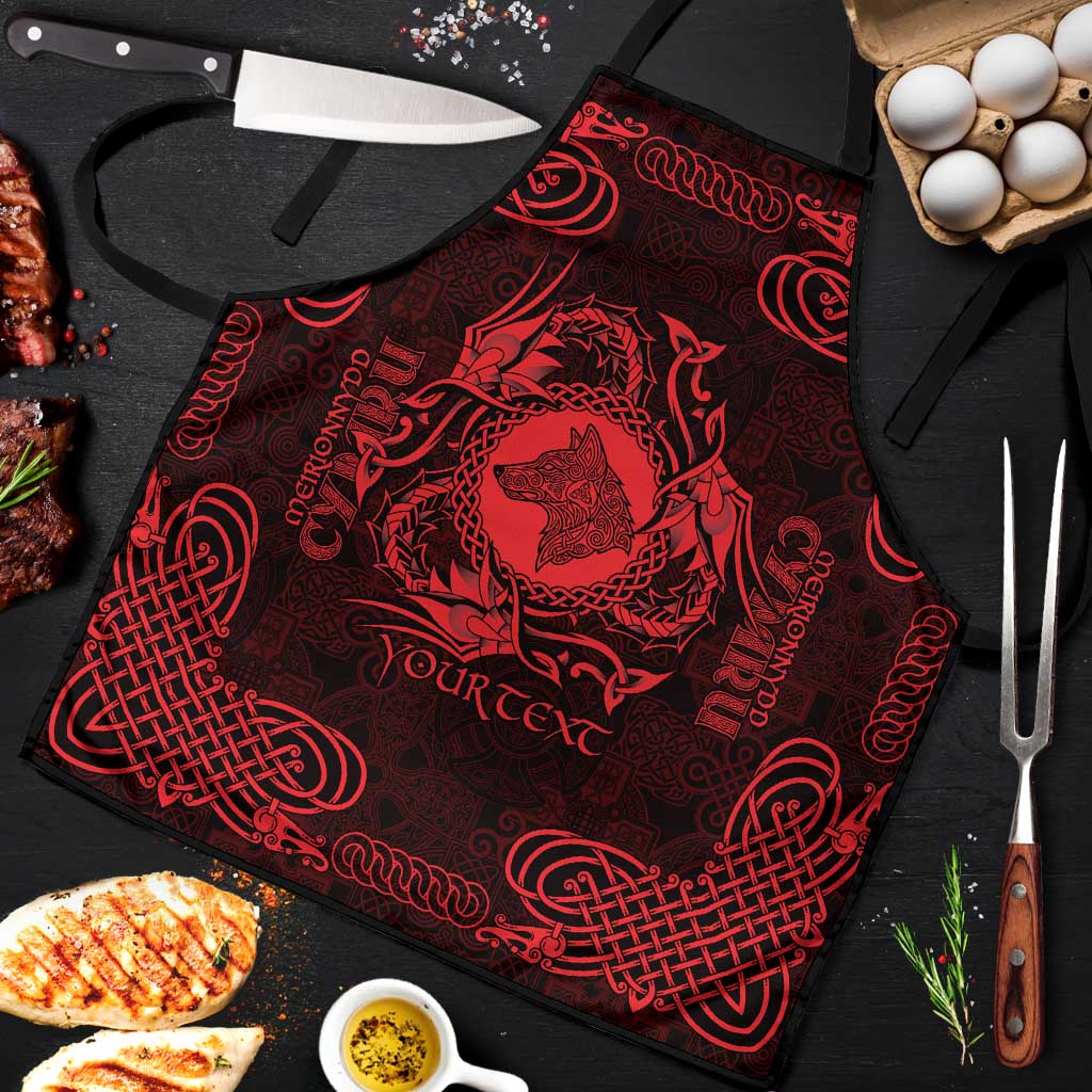 Personalized Merionethshire Meirionnydd Apron Red Wolf Celtic-inspired - Wonder Print Shop