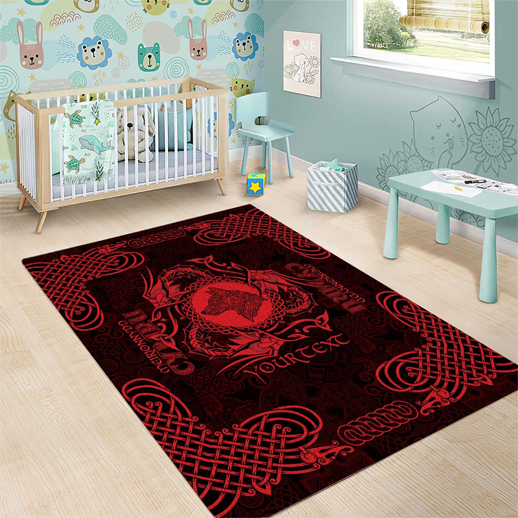 Personalized Merionethshire Meirionnydd Area Rug Red Wolf Celtic-inspired - Wonder Print Shop