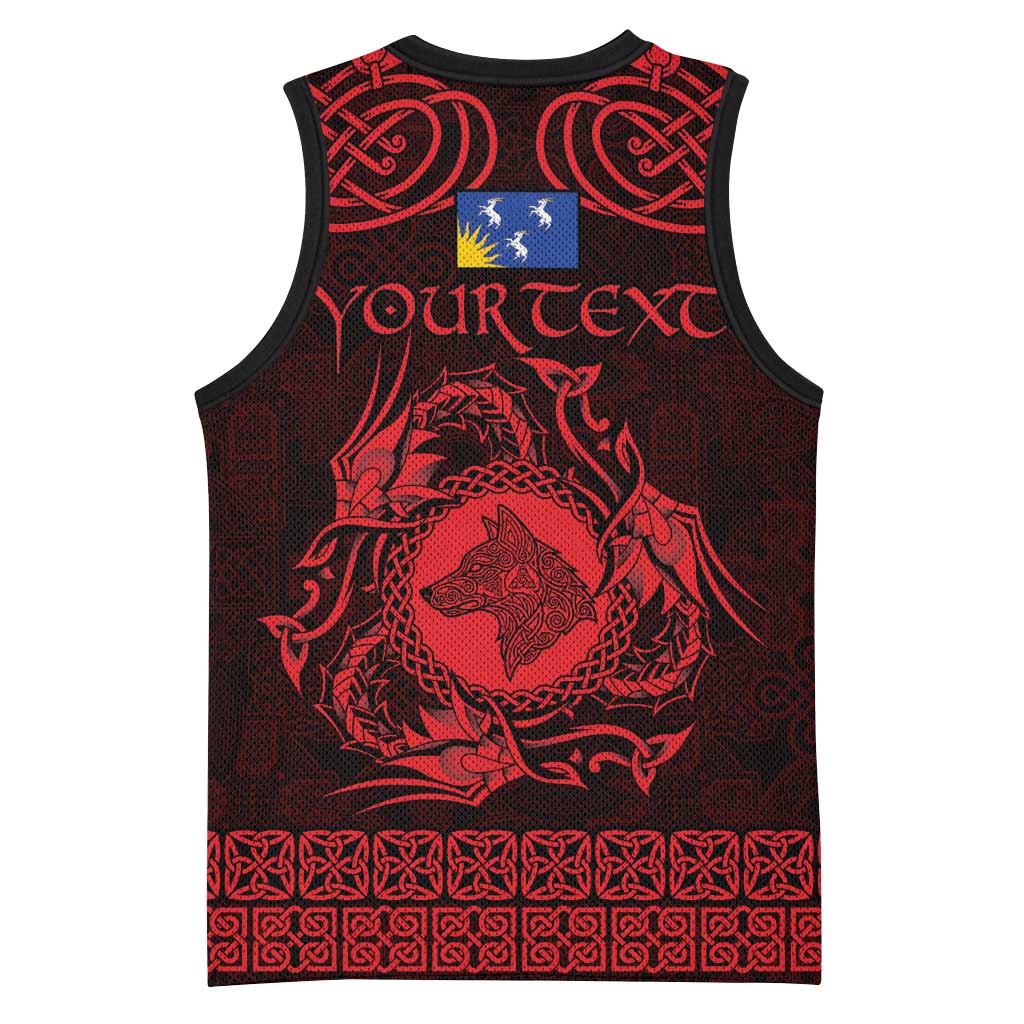 Personalized Merionethshire Meirionnydd Basketball Jersey Red Wolf Celtic-inspired - Wonder Print Shop