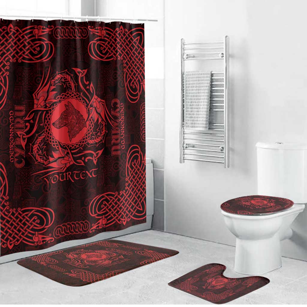 Personalized Merionethshire Meirionnydd Bathroom Set Red Wolf Celtic-inspired - Wonder Print Shop