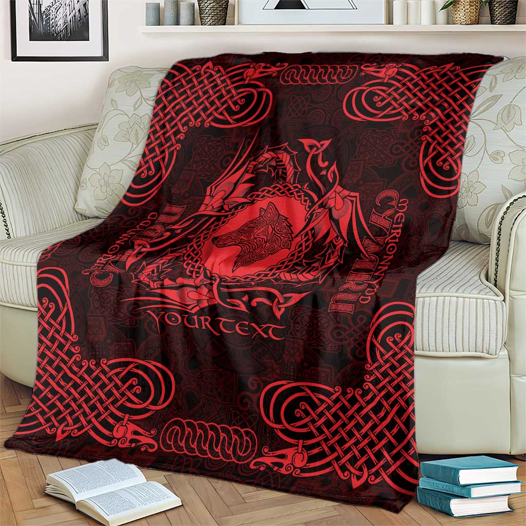 Personalized Merionethshire Meirionnydd Blanket Red Wolf Celtic-inspired - Wonder Print Shop