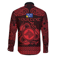 Personalized Merionethshire Meirionnydd Family Matching Long Sleeve Bodycon Dress and Hawaiian Shirt Red Wolf Celtic-inspired - Wonder Print Shop