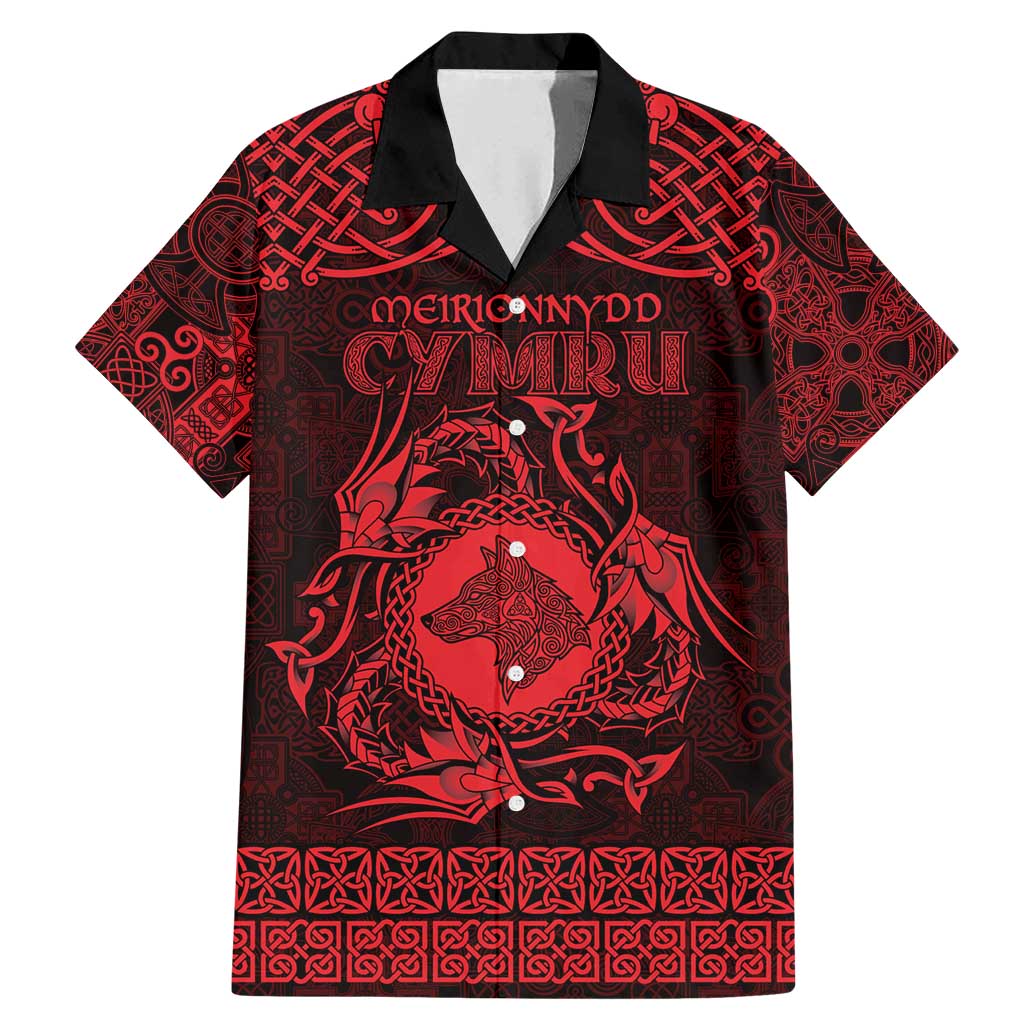 Personalized Merionethshire Meirionnydd Family Matching Mermaid Dress and Hawaiian Shirt Red Wolf Celtic-inspired - Wonder Print Shop
