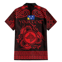 Personalized Merionethshire Meirionnydd Family Matching Mermaid Dress and Hawaiian Shirt Red Wolf Celtic-inspired - Wonder Print Shop