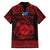 Personalized Merionethshire Meirionnydd Family Matching Off The Shoulder Long Sleeve Dress and Hawaiian Shirt Red Wolf Celtic-inspired - Wonder Print Shop