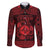 Personalized Merionethshire Meirionnydd Family Matching Off The Shoulder Long Sleeve Dress and Hawaiian Shirt Red Wolf Celtic-inspired - Wonder Print Shop