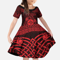 Personalized Merionethshire Meirionnydd Family Matching Off Shoulder Maxi Dress and Hawaiian Shirt Red Wolf Celtic-inspired - Wonder Print Shop
