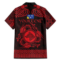 Personalized Merionethshire Meirionnydd Family Matching Off Shoulder Maxi Dress and Hawaiian Shirt Red Wolf Celtic-inspired - Wonder Print Shop