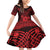 Personalized Merionethshire Meirionnydd Family Matching Off Shoulder Short Dress and Hawaiian Shirt Red Wolf Celtic-inspired - Wonder Print Shop