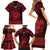 Personalized Merionethshire Meirionnydd Family Matching Short Sleeve Bodycon Dress and Hawaiian Shirt Red Wolf Celtic-inspired - Wonder Print Shop