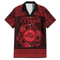 Personalized Merionethshire Meirionnydd Family Matching Short Sleeve Bodycon Dress and Hawaiian Shirt Red Wolf Celtic-inspired - Wonder Print Shop