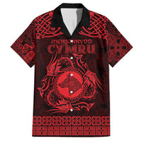Personalized Merionethshire Meirionnydd Family Matching Summer Maxi Dress and Hawaiian Shirt Red Wolf Celtic-inspired - Wonder Print Shop