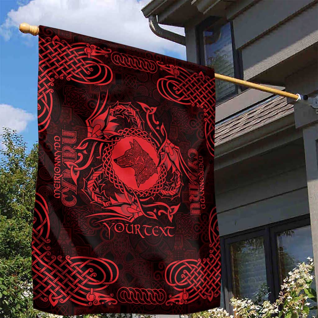 Personalized Merionethshire Meirionnydd Garden Flag Red Wolf Celtic-inspired - Wonder Print Shop