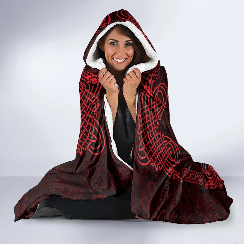 Personalized Merionethshire Meirionnydd Hooded Blanket Red Wolf Celtic-inspired - Wonder Print Shop