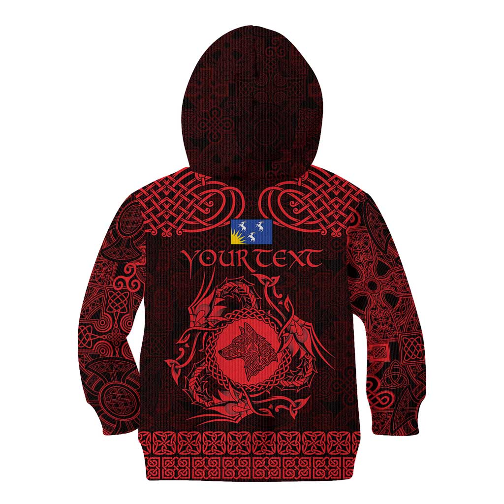 Personalized Merionethshire Meirionnydd Kid Hoodie Red Wolf Celtic-inspired - Wonder Print Shop