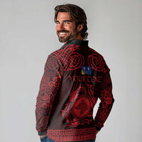 Personalized Merionethshire Meirionnydd Long Sleeve Polo Shirt Red Wolf Celtic-inspired - Wonder Print Shop