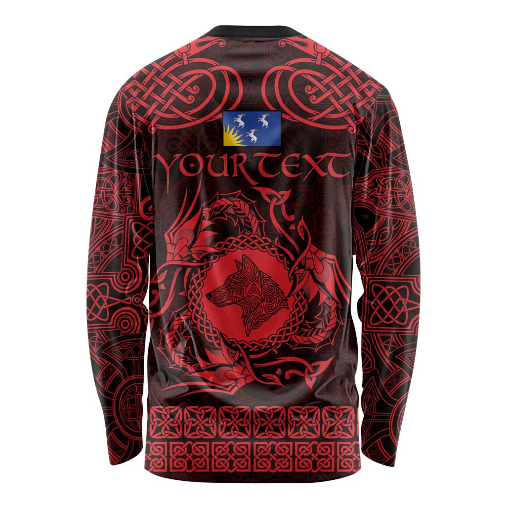 Personalized Merionethshire Meirionnydd Long Sleeve Shirt Red Wolf Celtic-inspired - Wonder Print Shop