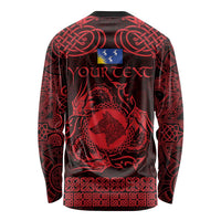 Personalized Merionethshire Meirionnydd Long Sleeve Shirt Red Wolf Celtic-inspired - Wonder Print Shop