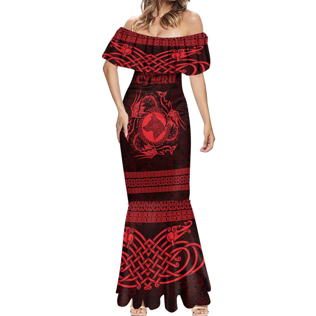 Personalized Merionethshire Meirionnydd Mermaid Dress Red Wolf Celtic-inspired - Wonder Print Shop