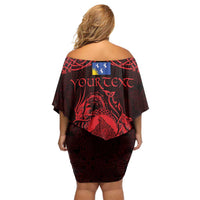 Personalized Merionethshire Meirionnydd Off Shoulder Short Dress Red Wolf Celtic-inspired - Wonder Print Shop