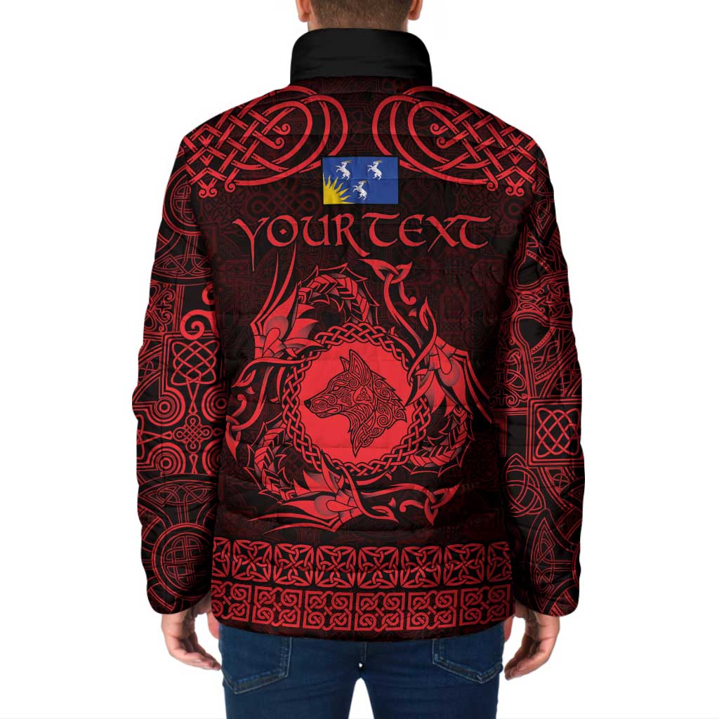 Personalized Merionethshire Meirionnydd Padded Jacket Red Wolf Celtic-inspired - Wonder Print Shop