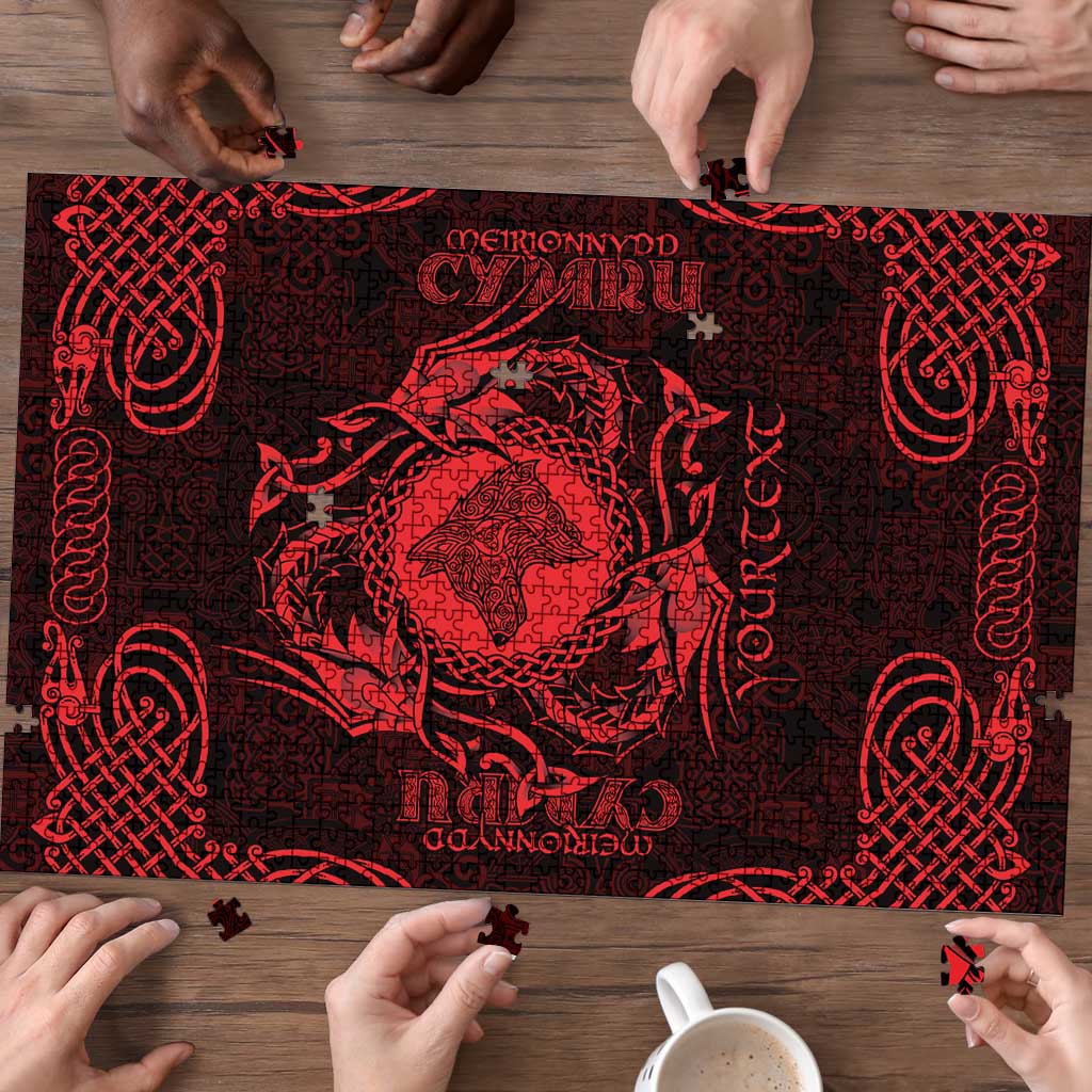 Personalized Merionethshire Meirionnydd Puzzle Red Wolf Celtic-inspired - Wonder Print Shop