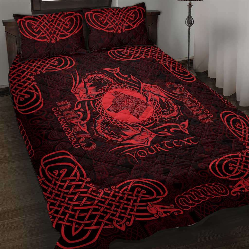 Personalized Merionethshire Meirionnydd Quilt Bed Set Red Wolf Celtic-inspired - Wonder Print Shop