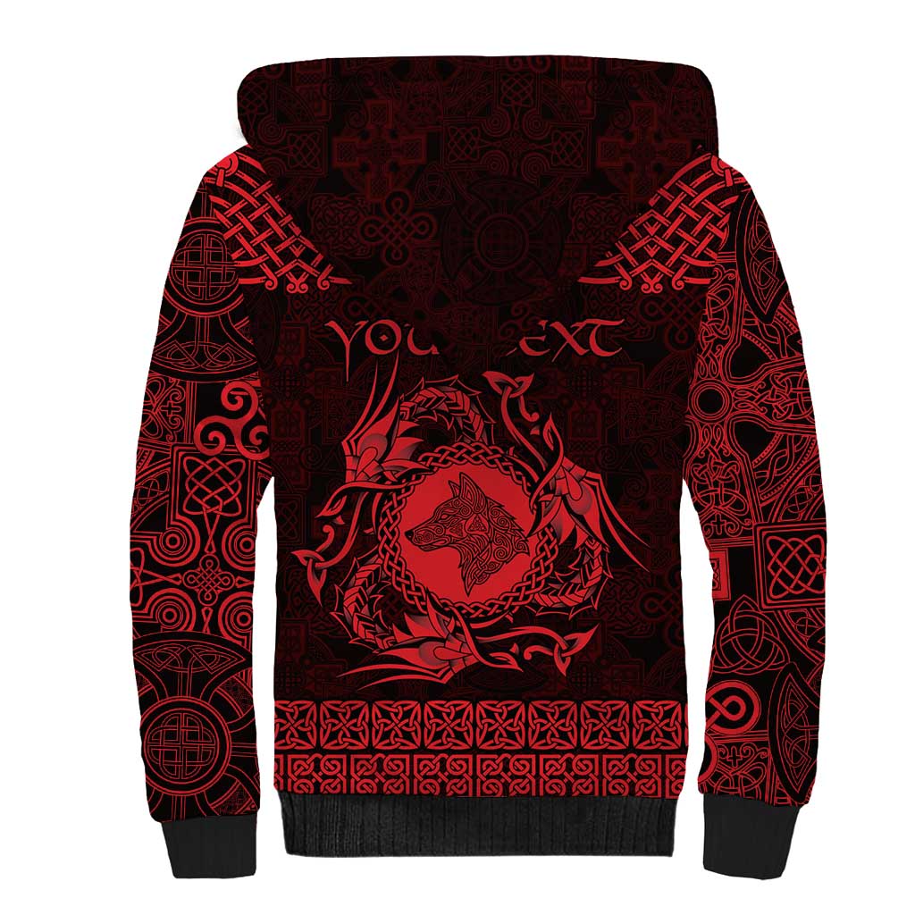 Personalized Merionethshire Meirionnydd Sherpa Hoodie Red Wolf Celtic-inspired - Wonder Print Shop