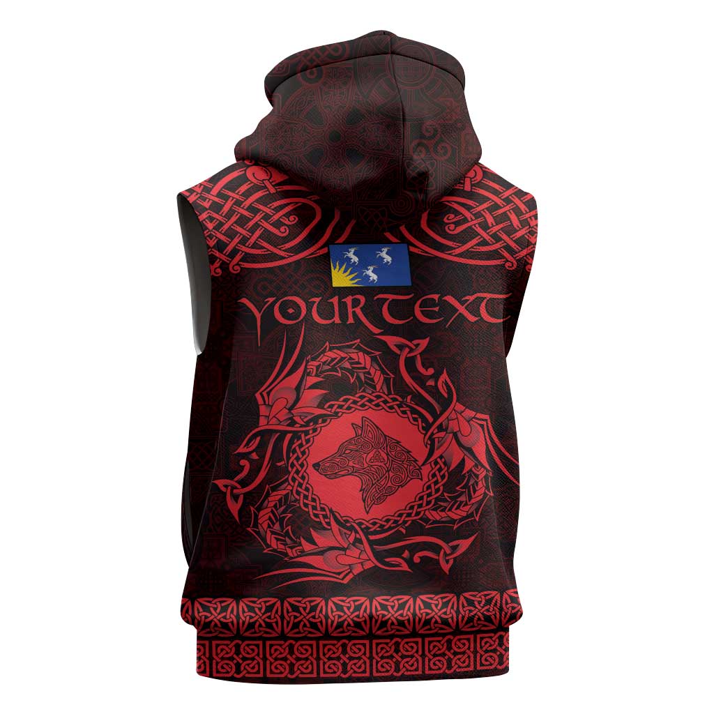 Personalized Merionethshire Meirionnydd Sleeveless Hoodie Red Wolf Celtic-inspired - Wonder Print Shop