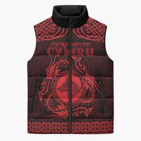 Personalized Merionethshire Meirionnydd Sleeveless Puffer Jacket Red Wolf Celtic-inspired - Wonder Print Shop