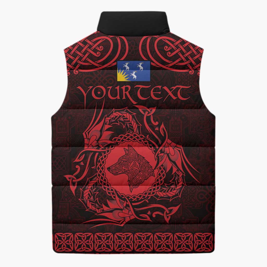Personalized Merionethshire Meirionnydd Sleeveless Puffer Jacket Red Wolf Celtic-inspired - Wonder Print Shop