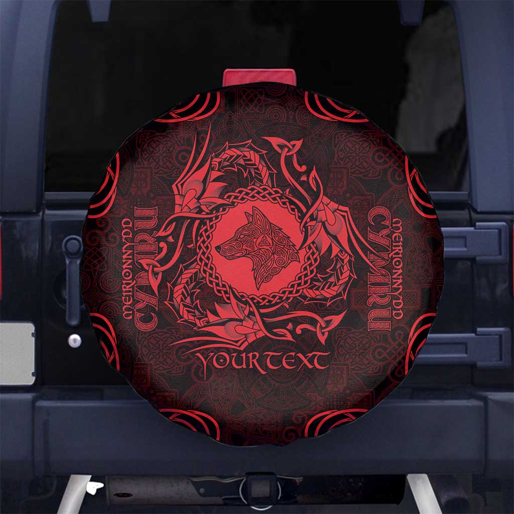 Personalized Merionethshire Meirionnydd Spare Tire Cover Red Wolf Celtic-inspired - Wonder Print Shop