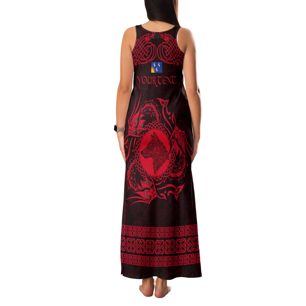 Personalized Merionethshire Meirionnydd Tank Maxi Dress Red Wolf Celtic-inspired - Wonder Print Shop