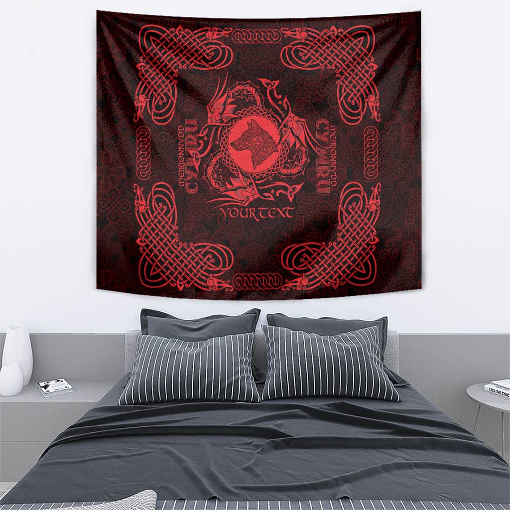 Personalized Merionethshire Meirionnydd Tapestry Red Wolf Celtic-inspired - Wonder Print Shop