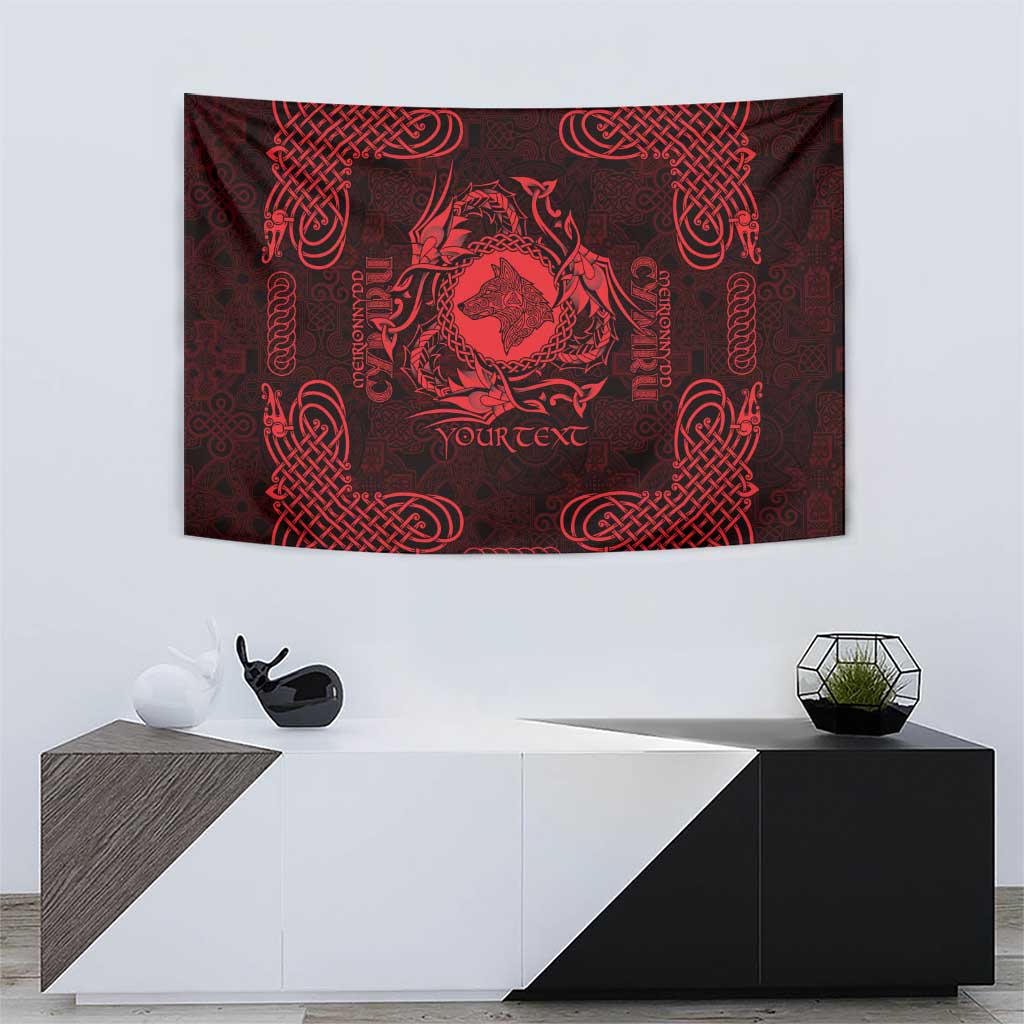 Personalized Merionethshire Meirionnydd Tapestry Red Wolf Celtic-inspired - Wonder Print Shop