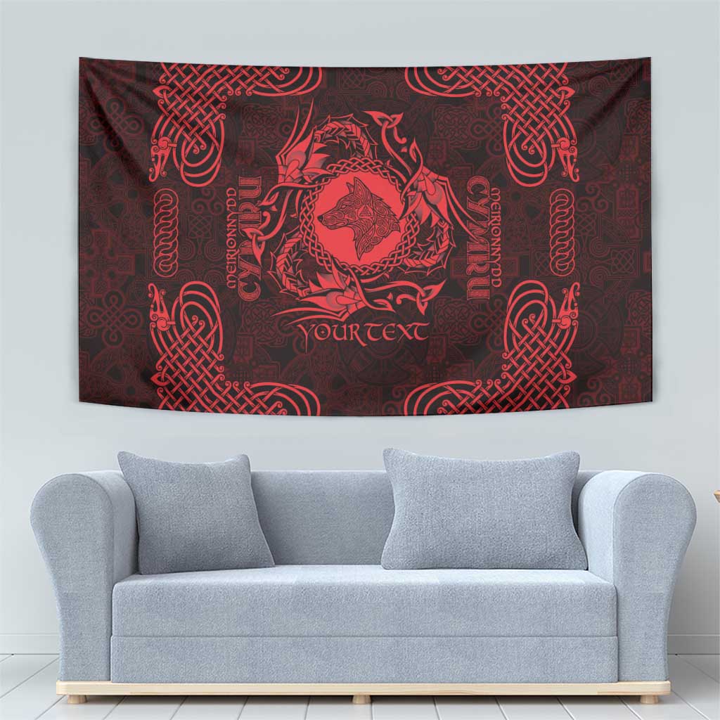 Personalized Merionethshire Meirionnydd Tapestry Red Wolf Celtic-inspired - Wonder Print Shop