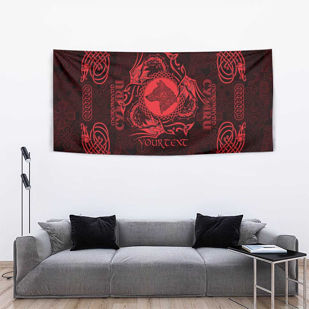 Personalized Merionethshire Meirionnydd Tapestry Red Wolf Celtic-inspired - Wonder Print Shop