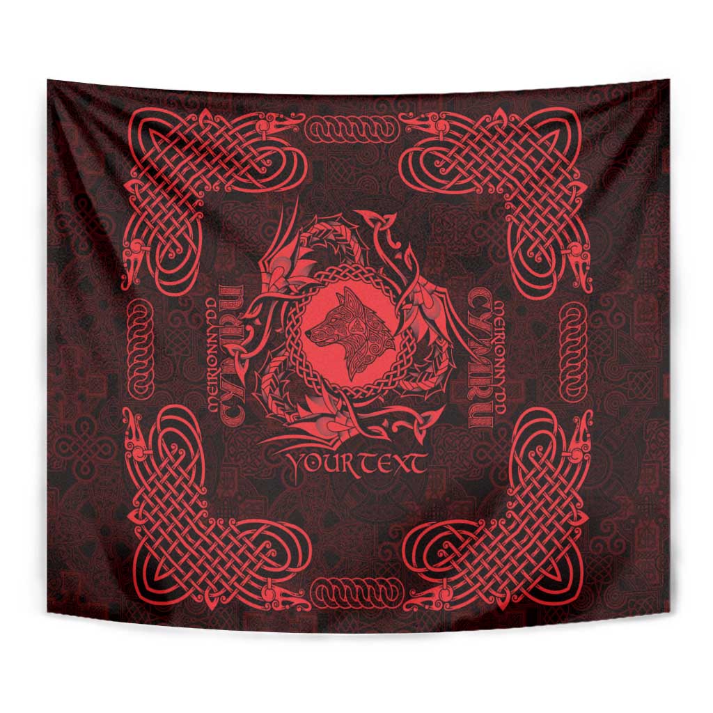 Personalized Merionethshire Meirionnydd Tapestry Red Wolf Celtic-inspired - Wonder Print Shop