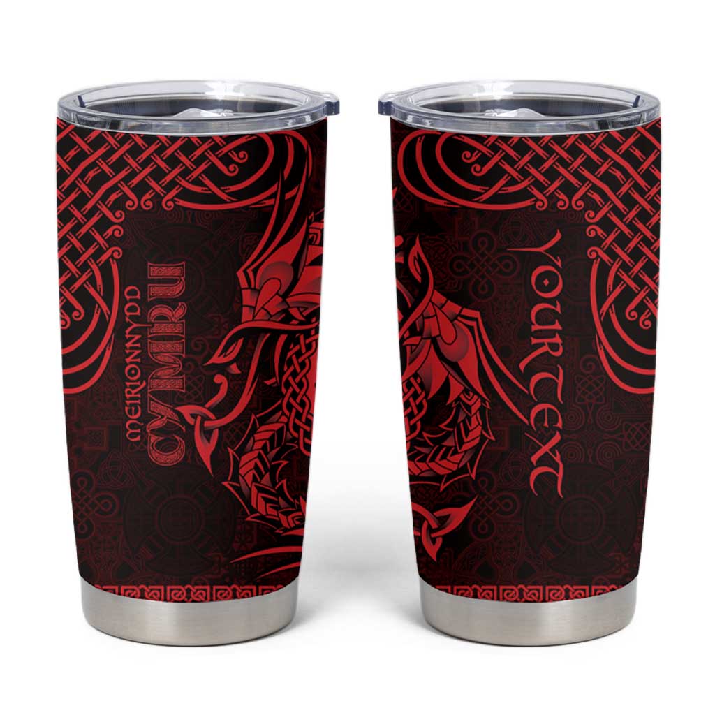 Personalized Merionethshire Meirionnydd Tumbler Cup Red Wolf Celtic-inspired - Wonder Print Shop