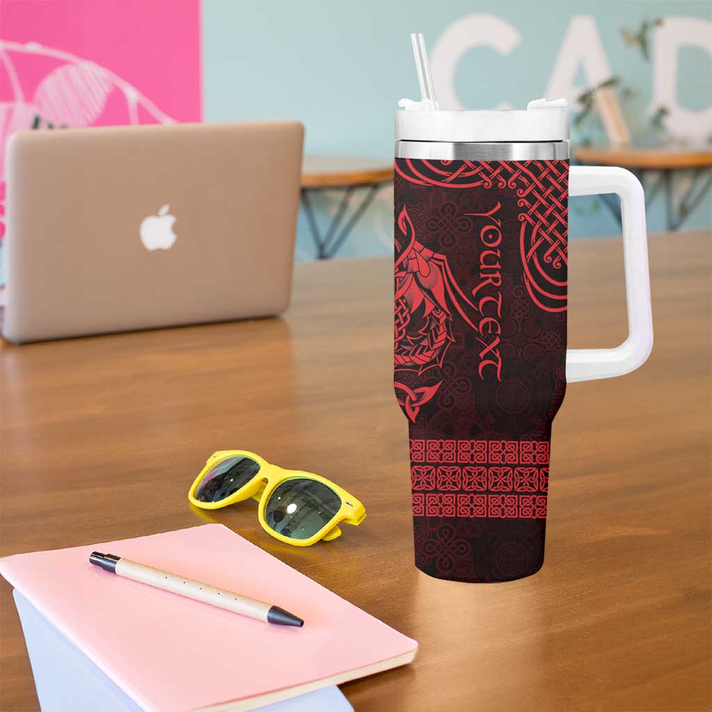 Personalized Merionethshire Meirionnydd Tumbler With Handle Red Wolf Celtic-inspired - Wonder Print Shop