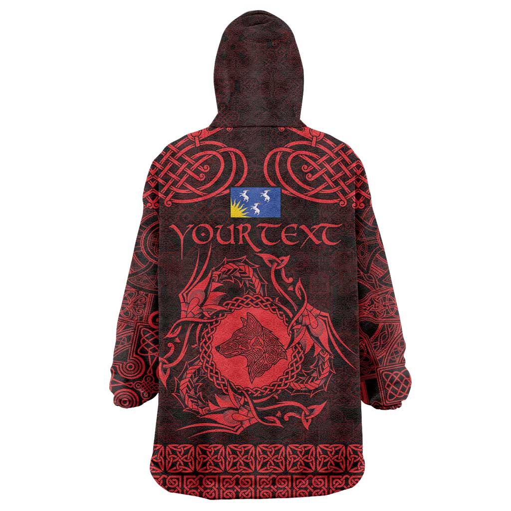 Personalized Merionethshire Meirionnydd Wearable Blanket Hoodie Red Wolf Celtic-inspired - Wonder Print Shop