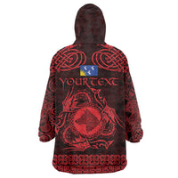Personalized Merionethshire Meirionnydd Wearable Blanket Hoodie Red Wolf Celtic-inspired - Wonder Print Shop