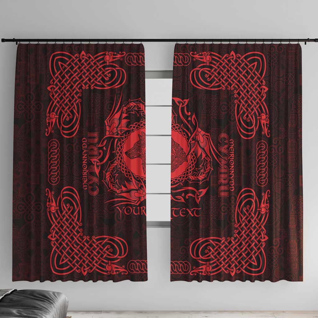 Personalized Merionethshire Meirionnydd Window Curtain Red Wolf Celtic-inspired - Wonder Print Shop