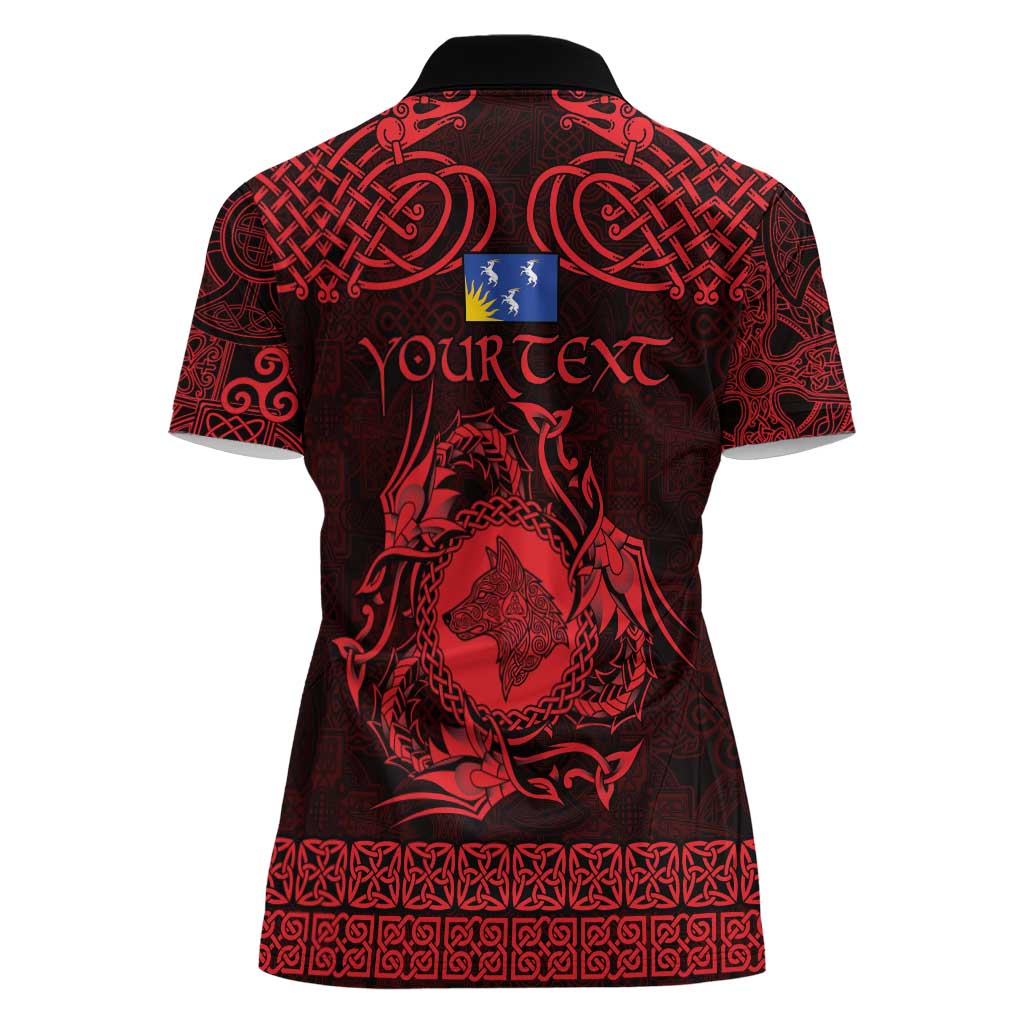 Personalized Merionethshire Meirionnydd Women Polo Shirt Red Wolf Celtic-inspired - Wonder Print Shop