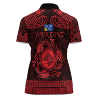 Personalized Merionethshire Meirionnydd Women Polo Shirt Red Wolf Celtic-inspired - Wonder Print Shop
