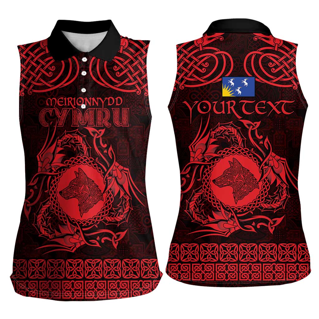 Personalized Merionethshire Meirionnydd Women Sleeveless Polo Shirt Red Wolf Celtic-inspired - Wonder Print Shop