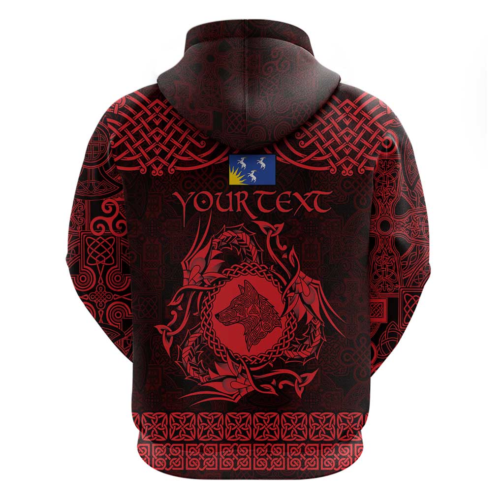 Personalized Merionethshire Meirionnydd Zip Hoodie Red Wolf Celtic-inspired - Wonder Print Shop